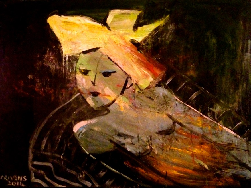 'Say What?' mixed media on canvas - Katherine Scrivens Eje